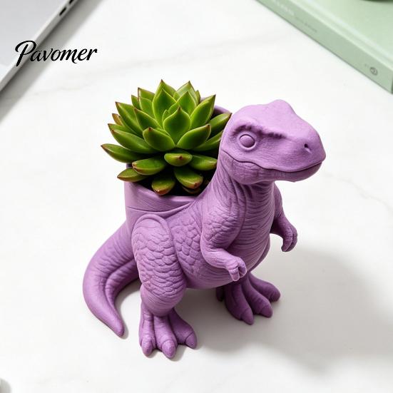 Cute Animal Planter 3D Printed Dinosaur Planter, Decorative Flower Pot, Tyrannosaurus Rex Creative Home Decor Plant Pot for Succulents Cacti