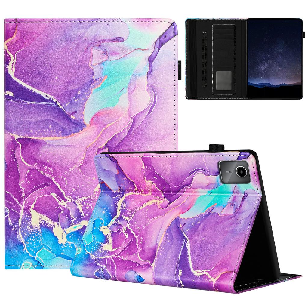 For Lenovo Tab M11/Xiaoxin Pad 11 2024 Case Marble Leather Protective Tablet Cover Auto Wake Sleep