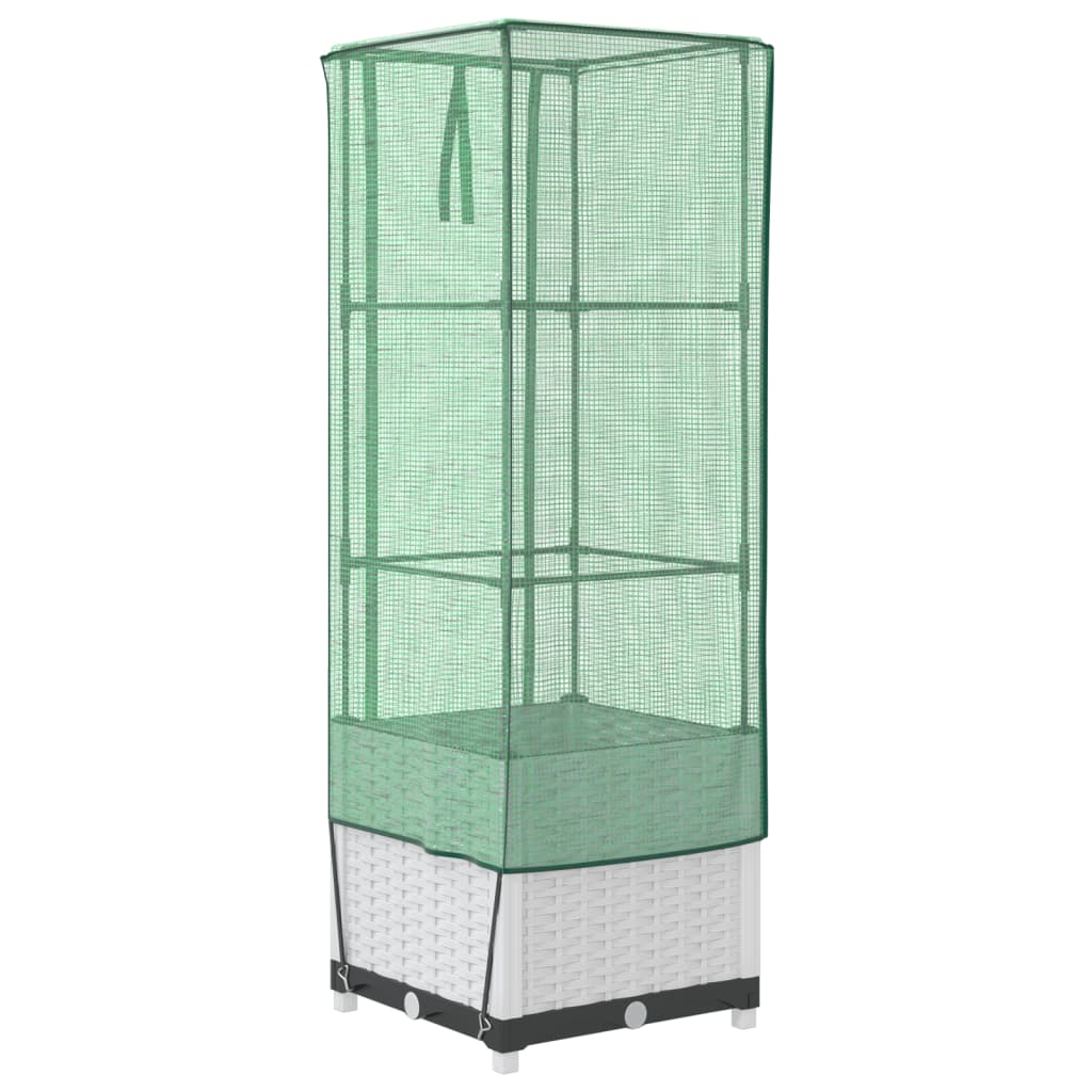 Vidaxl Raised Planter with Greenhouse, Rattan Look, 40X40X139 Cm