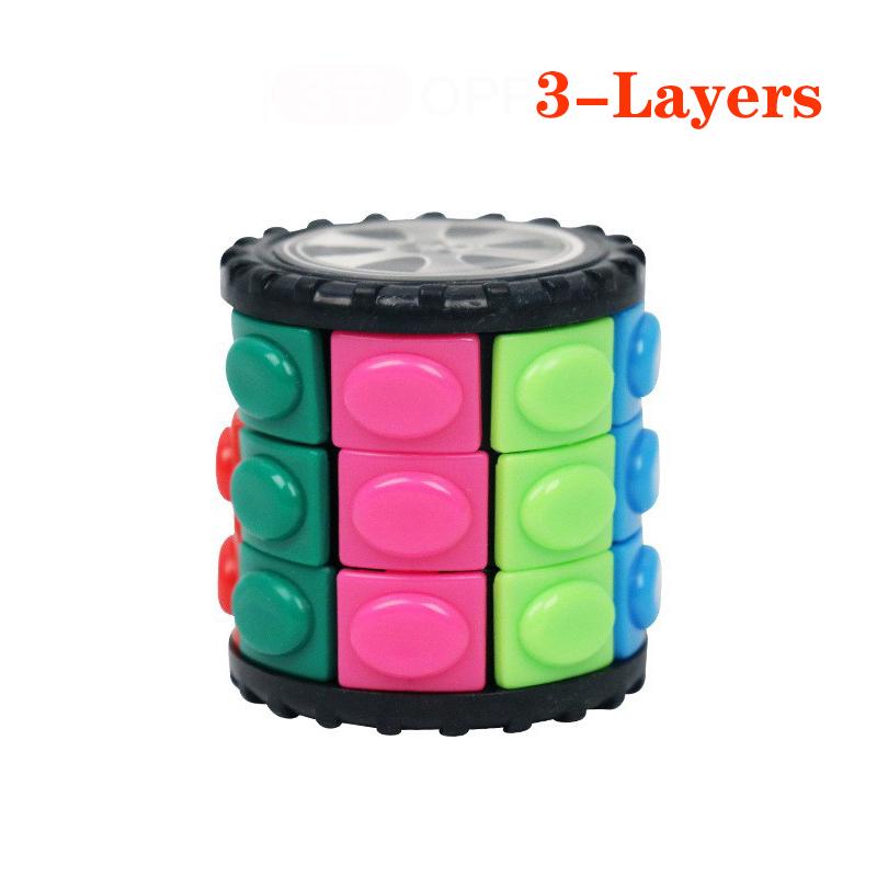 3D Corn Cube Tower 7 Layers Cylinder Stress Relief Decompression Toy Wheel Rotating Develop Intelligence DIY Cylindrical Puzzle