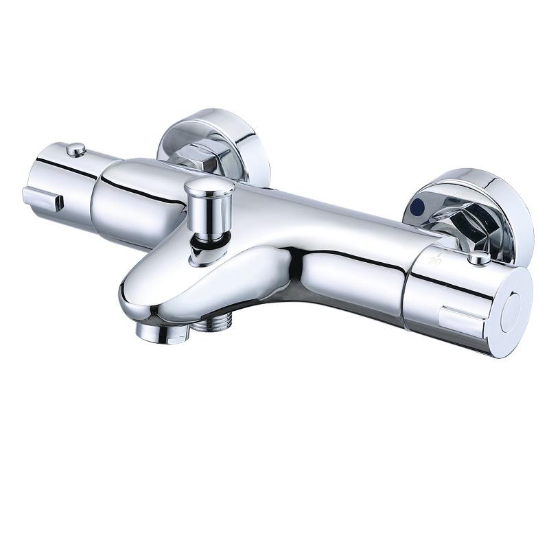 Professioneller Thermostatischer Badezimmer-Mischbatterie, Messing Chrom Wandmontierte Duscharmatur mit Temperaturregelung für Wanne