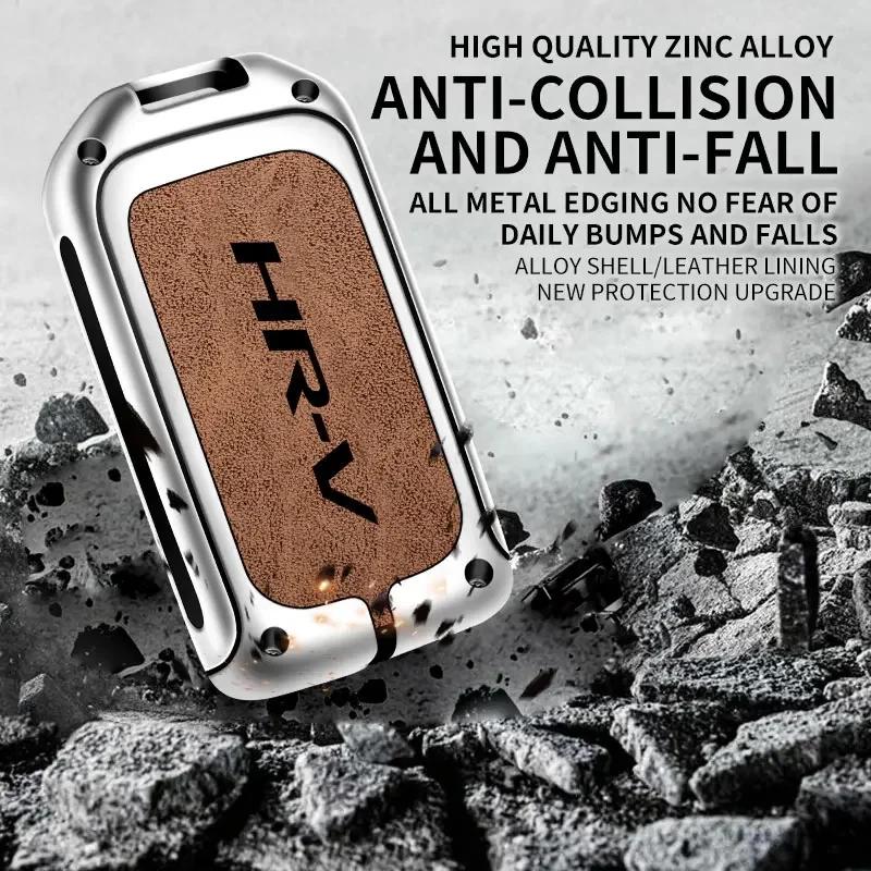 VZH5 Zinc Alloy Car Smart Control Key Case Cover Shell Fob Holder for Honda HRV Protector Key Bag Automotive Interior Accessories