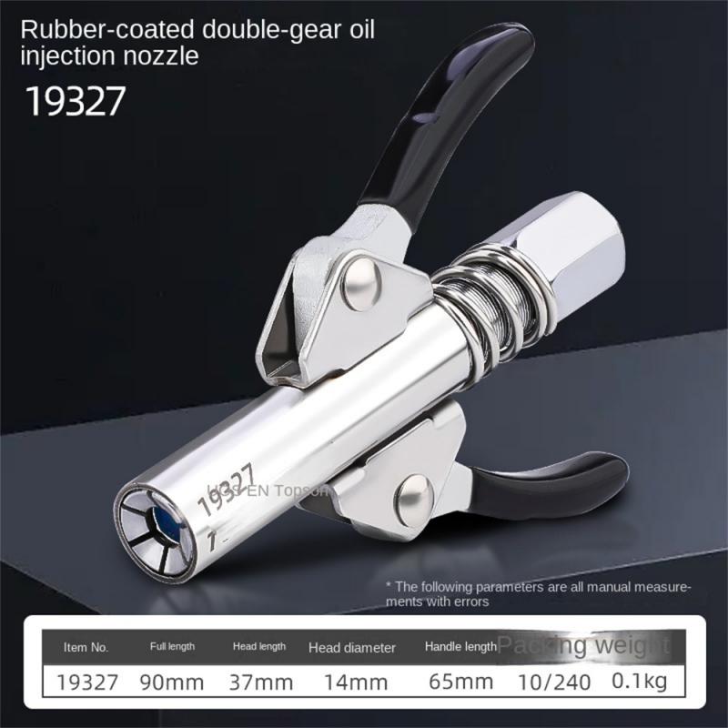 Oil Filling Tool Self-locking Double Gear 90x15mm Steel Car Tools Gun Coupler High Pressure Fast Rease Injector Nipple