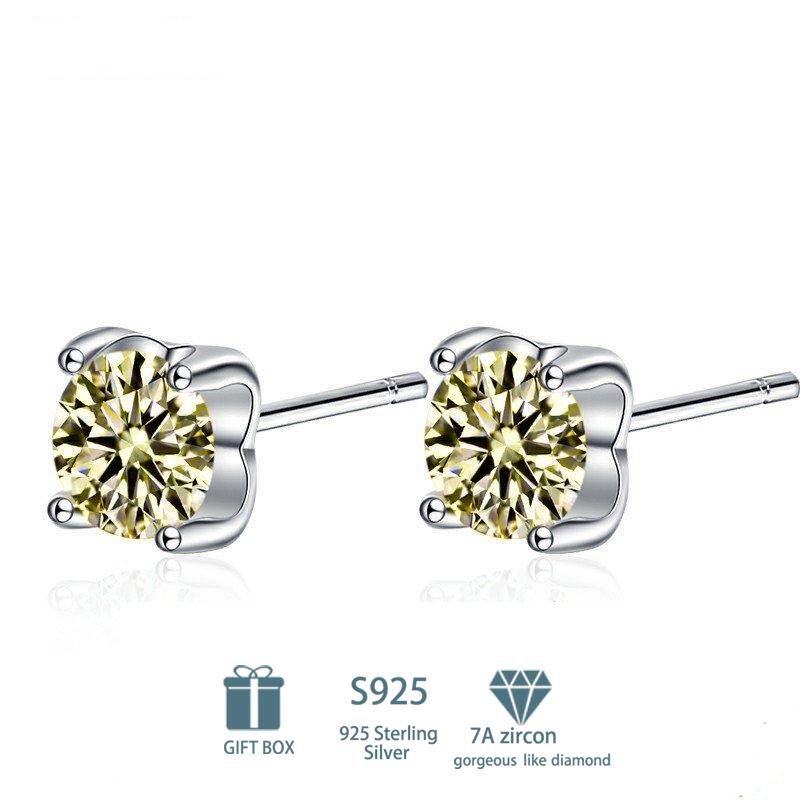 Tancise Klassische 925 Sterling Silber Rosa Gelb 7A Zirkon Ohrringe Tropfenohrringe für Frauen Hochzeit Party Geschenke