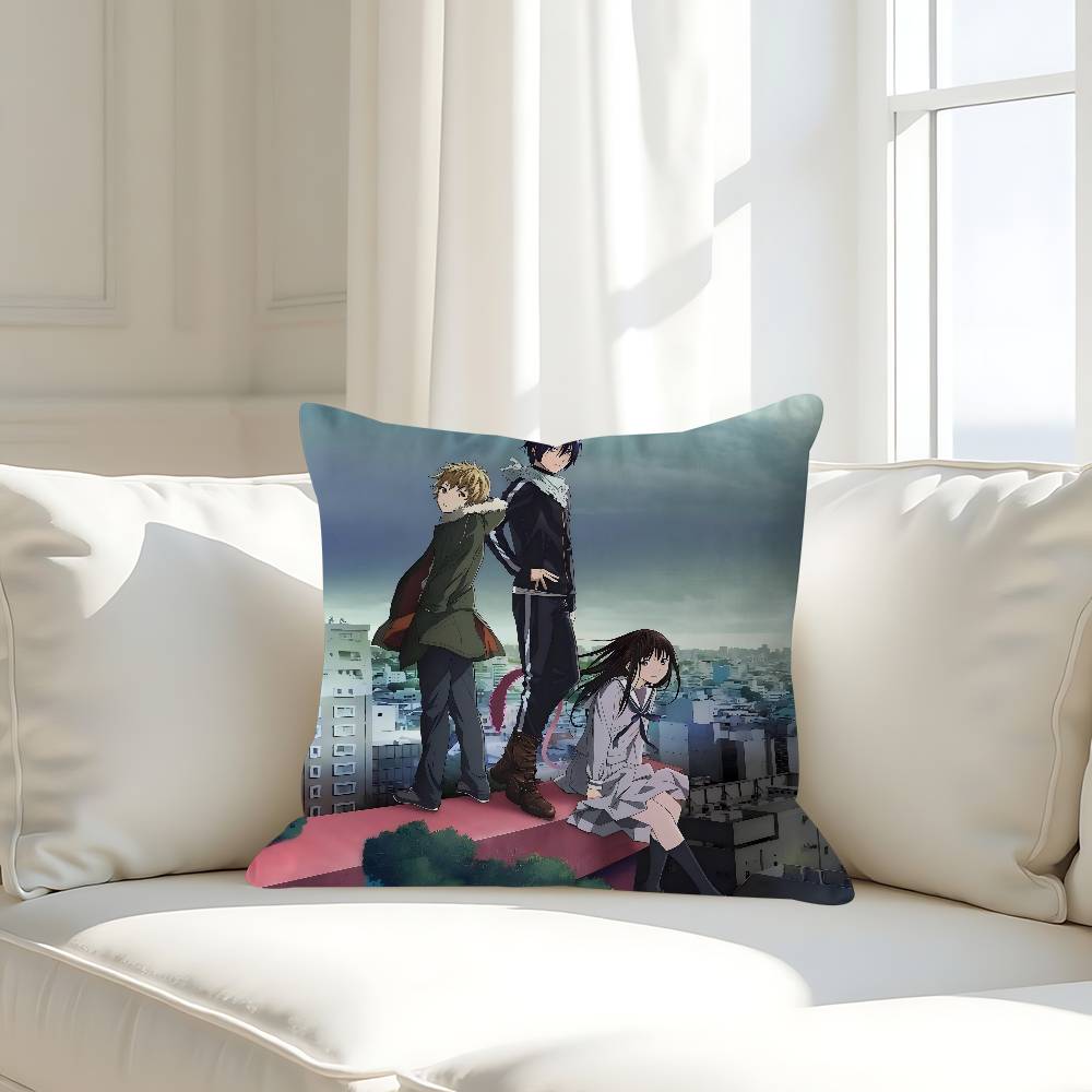 N-Норагами Аниме Наволочки Мультяшные Декоративные для Дивана Дома Двусторонняя Печать Короткий Плюш Милые Чехлы для Подушек 16x16Inch