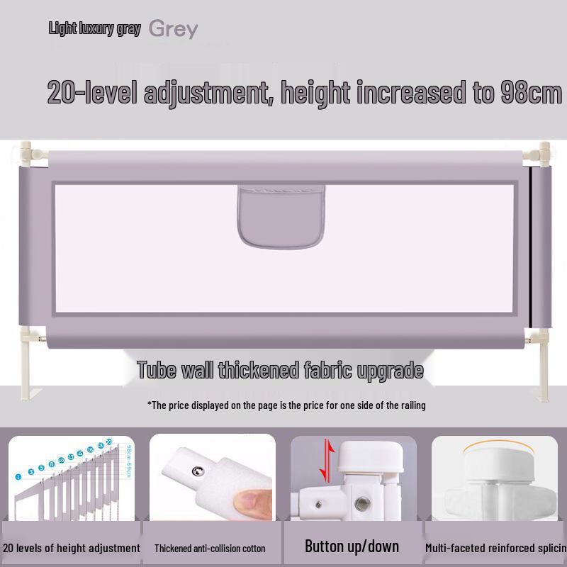 3-Sided Baby Bed Guardrail with Vertical Lifting for Safety & Anti-Collision