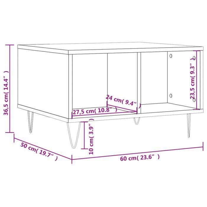 VidaXL Table basse Blanc 60x50x36,5 cm Bois d'ingénierie 830540