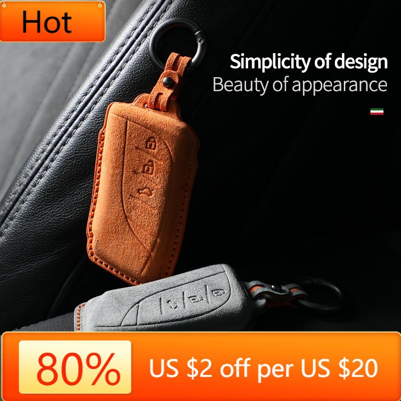 Interior Mouldings Alcantara For Lexus ES200 300H RX UX260 Car Key Case Accessories Keychain Suede Cover Shell Keychain Styling
