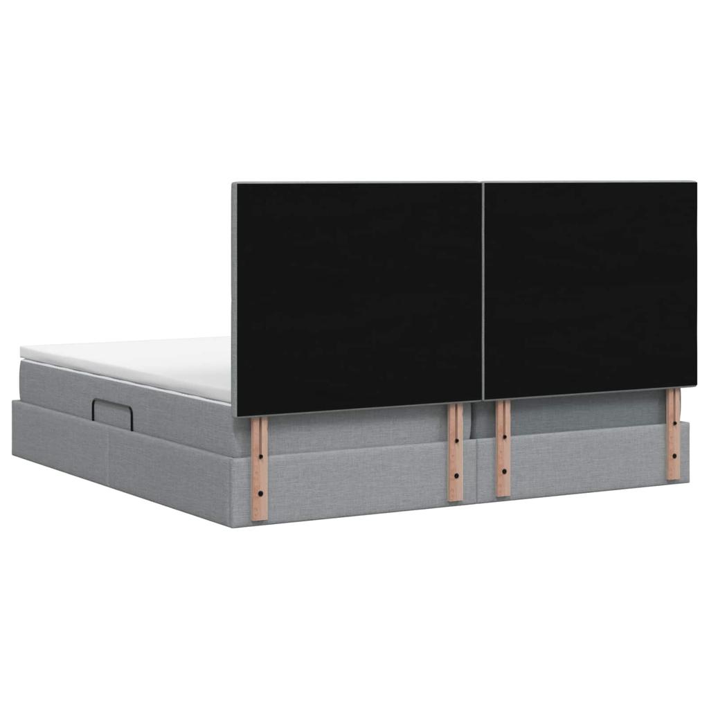 Storage Bed with Mattress Light Grey 200 X 200 Cm Fabric