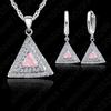 Top Selling 925 Sterling Silver Jewelry Set 18 Inches Chain  Pendant Necklace /  Earring CZ Jewelry Set For  Women Wedding Gift
