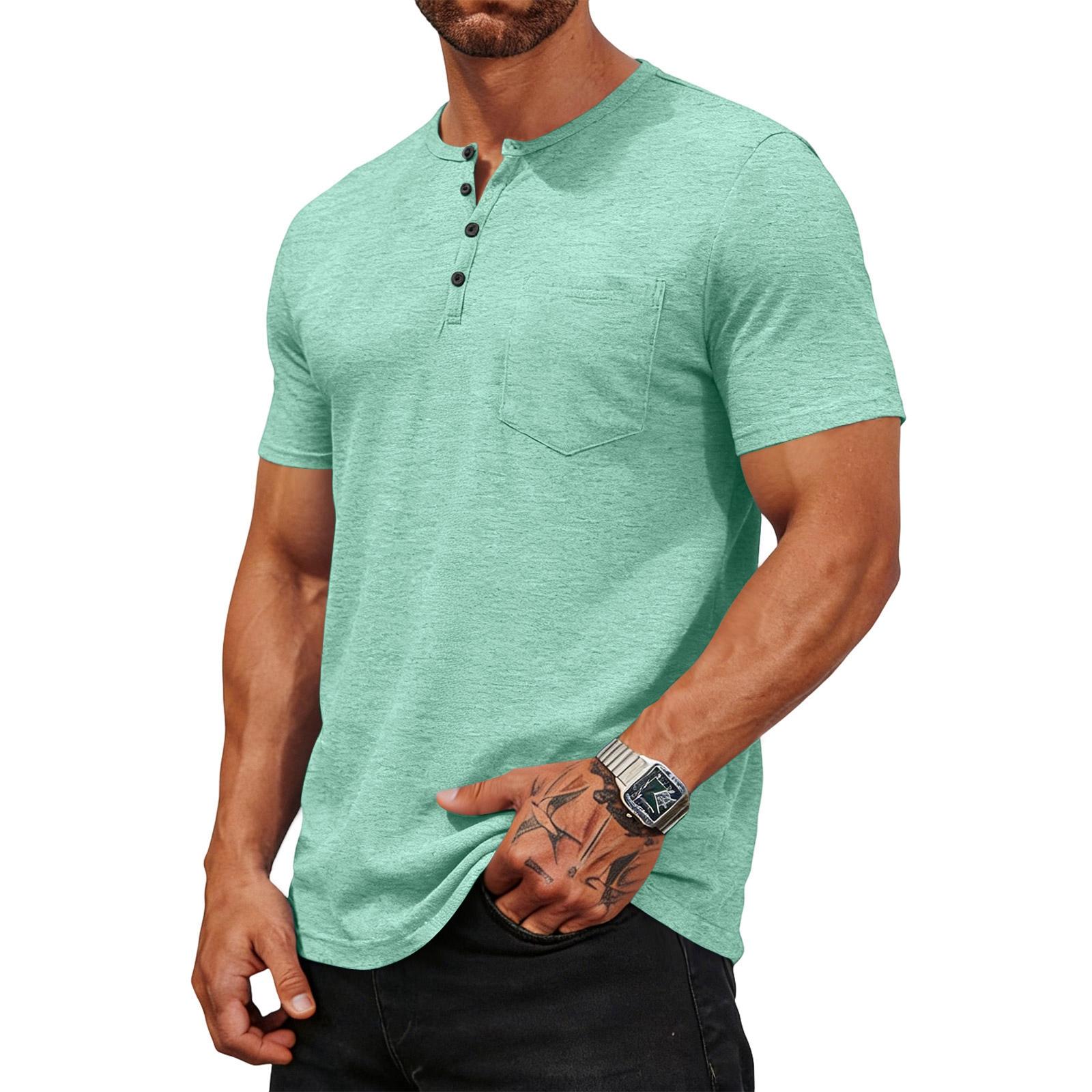 Henley Shirts for Men Mens Short Sleeve Henley Shirts Summer Shirts for Men Short Sleeve Henley Shirts for Men Casual Style XL