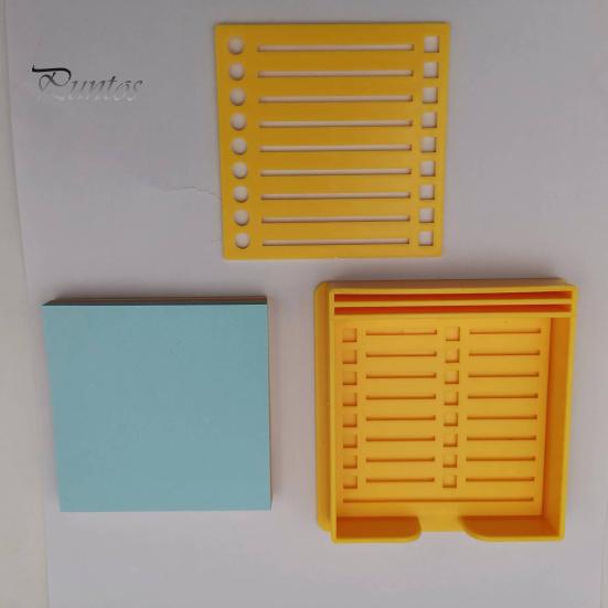 2Pcs Sticky Note Dispenser Holders High Durability Smooth Edge Burr Free Multifunctional Sticky Note Holder with Stencil