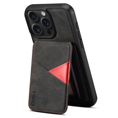 ESEBLE E2 For iPhone 15 Pro Max Magnetic Case RFID Blocking Retro Leather Back Cover with Detachable Card Holder