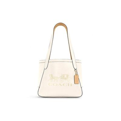 27 Сумка-тоут из кожи с принтом 'Carriage Print' Женские сумки-тоут Цвет: Off-White C4062-IMSQQ