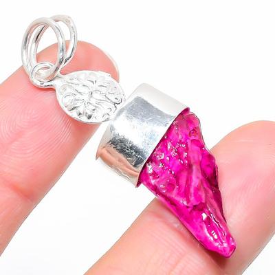 Natural Crystal Titanium Gemstone 925 Sterling Silver Gift Pendant 2.09" i1W11