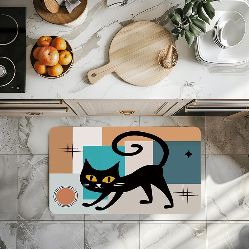 Halloween Rug Cat Crow Skeleton Ghost Pumpkin Printed for Halloween Floor Decoration Rug Entrance Mat Living Room Bedroom Decor