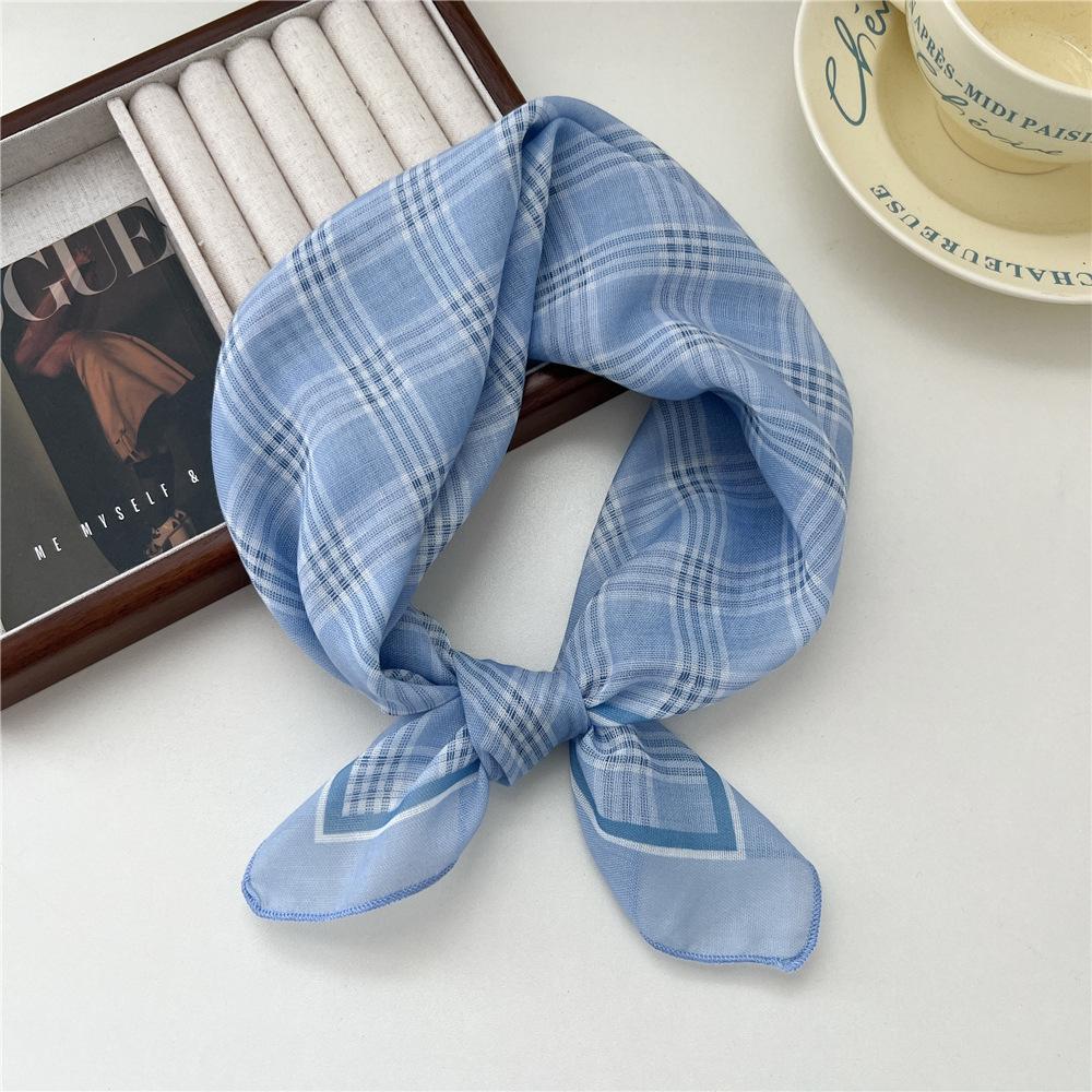 Liten fyrkantig scarf i bomull och linne Sidenhalsduk Dam Vår och höst Ny stil Konstnärlig och mångsidig Mode Temperament Huvudband Scarf
