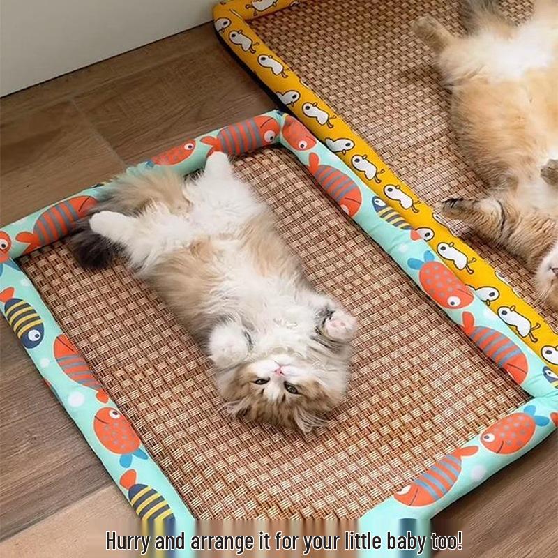 Rotango katės lovelė su vėsinančiu vasaros kilimėliu - Universalus dizainas keturiems metų laikams