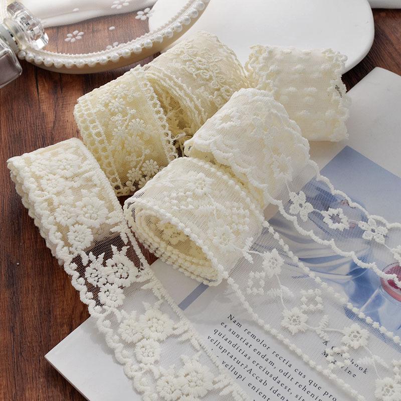 Handmade Mesh Embroidery Lace Flower Fabric Trim for Hair Accessories, Bows, Clips, and Headbands
