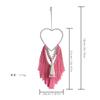 Boho Herzförmige Makramee Wandkunst Heimdeko Handgefertigt Gewebt Rosa Liebe Wandbehang Wandteppich Ornamente für Mädchenzimmer Dekoration