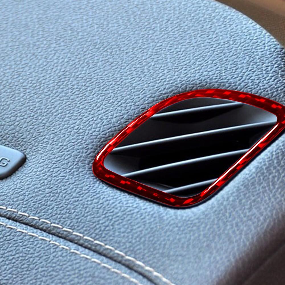 Red Carbon Fiber Interior Dashboard Air Vent Cover Trim For 2008-13 Cadillac CTS