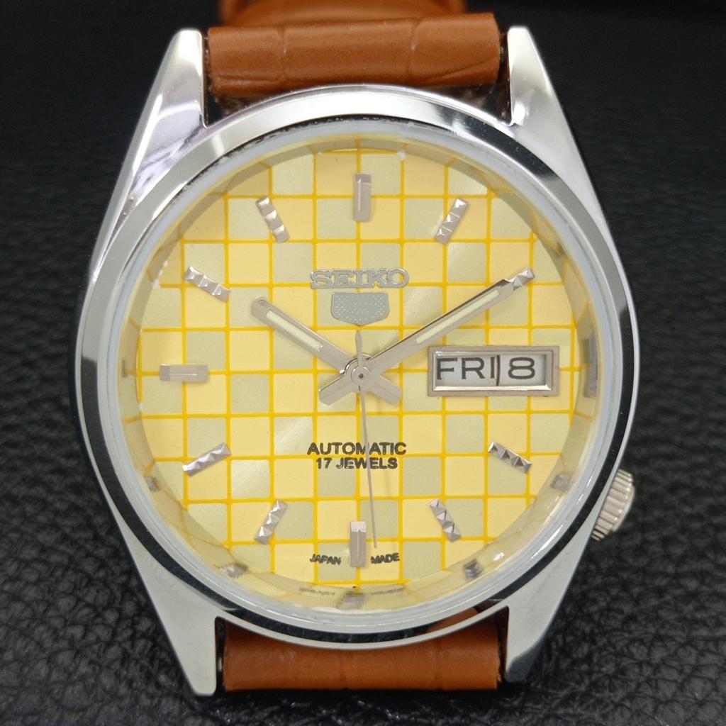 AUTOMATIC VINTAGE REFURBISHED SEIKO 5 JAPAN MENS YELLOW DIAL WATCH a440417-4 Sk-a440417-1