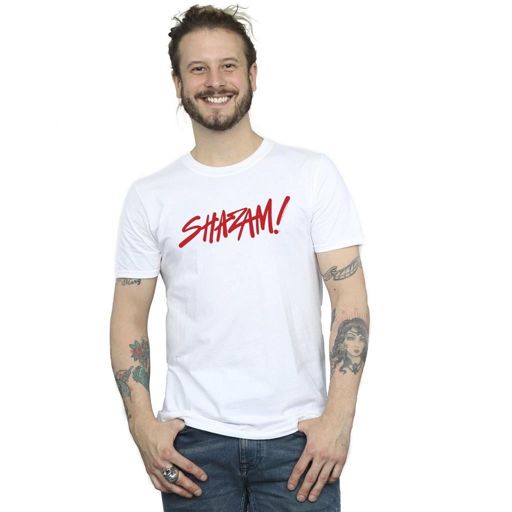 DC Comics Mens Shazam Fury Of The Gods Spray Paint Logo T-Shirt
