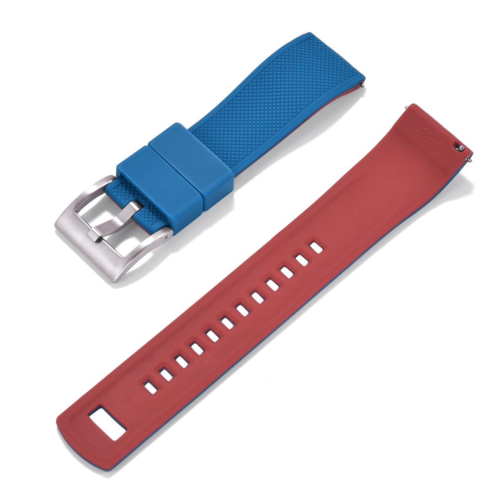

STAPELP Custom Double Layer Color Rubber Watch Band Premium Quick Release Silicone Blue Watch Strap 20mm Watch Replacement 20mm