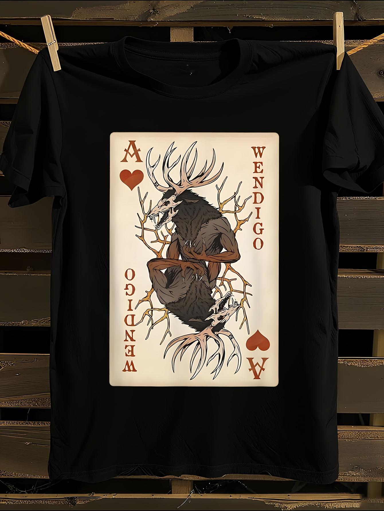 Wendigo Cryptid Ace of Hearts Graphic Tshirt L