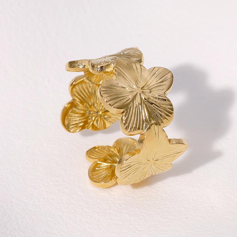 18K Gold Plated Stainless Steel Open Ring: Simple, Versatile, Niche Design, Colorfast Titanium Steel