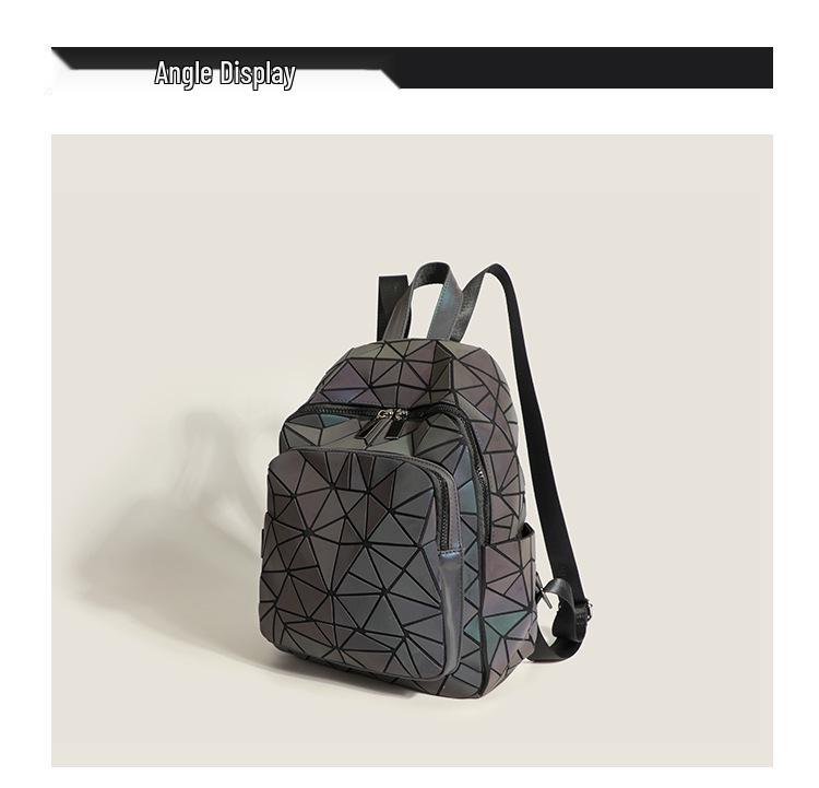 2026 Spring/Summer Geometric Luminous Double Shoulder Backpack - Trendy, Versatile, Large Capacity for School and Travel
