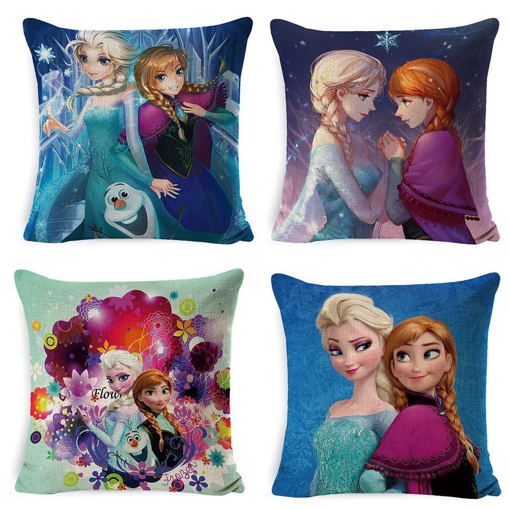 The Frozen Snow Queen Cartoon Cushion Cover Linen Material Cozy Spaces Home