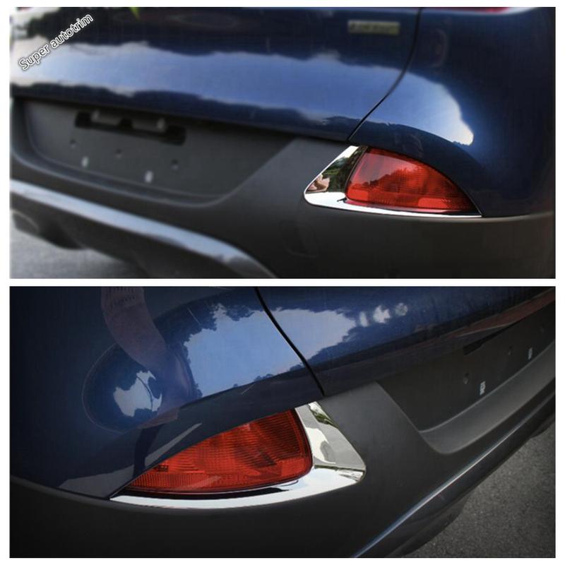 2PCS Car Rear Fog Lights Lamp Eyebrow Eyelid Strip Cover Trim For Renault Kadjar 2016 2017 2018 ABS Chrome Accessories Exterior