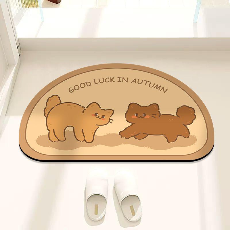 Soft Diatomaceous Earth Bathroom Floor Mat, Quick Drying Absorbent Mat At the Bathroom Entrance, Anti Slip and Anti Fall