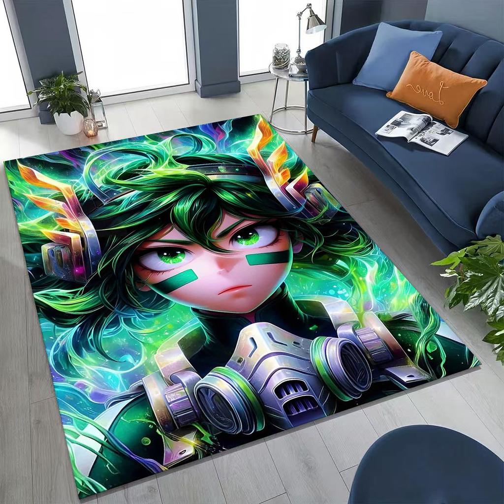 Anime My Hero Academia Deku Katsuki Kreslený koberec do ložnice obývacího pokoje na pohovku domů rohožka dekorace, dětská protiskluzová podložka na hraní