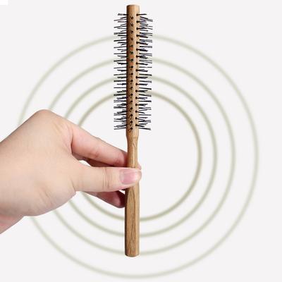 Glattes Lockiges Haar Styling Kamm Hochtemperaturbeständig Antistatisch Friseurwerkzeuge Runde Holzbürste Massagekamm