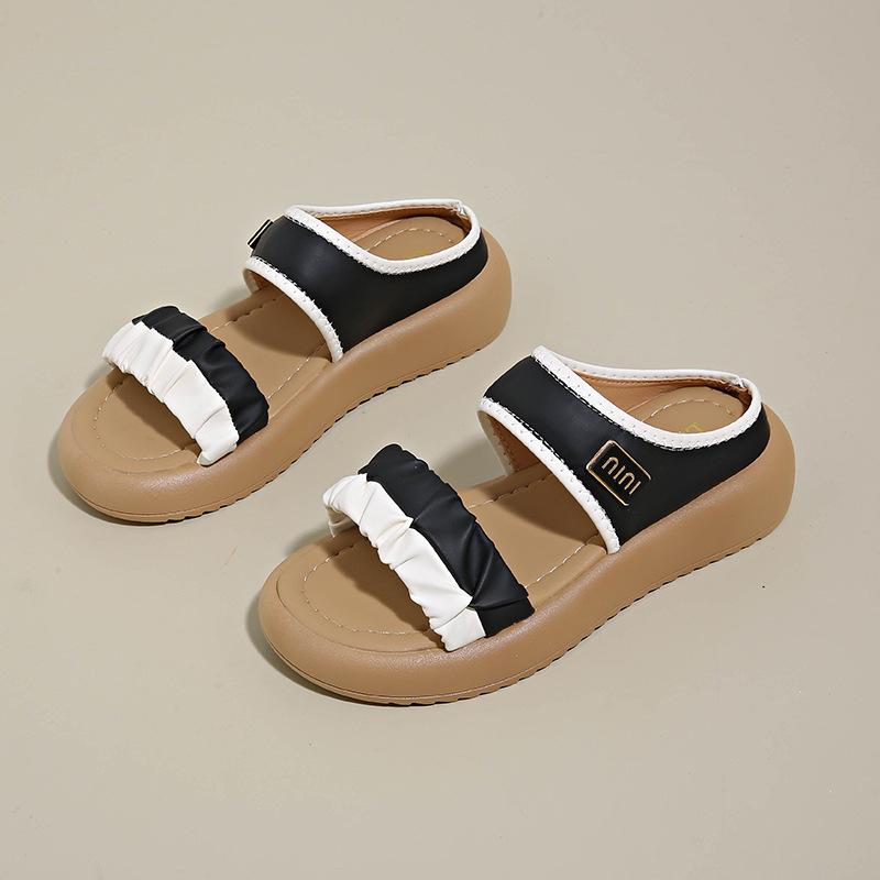 

Trendy muffin slippers women with skirts go out one-word drag new Xia Liang women s shoes 42 чёрный