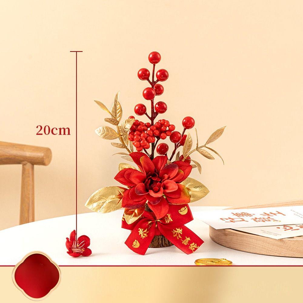Red Berry Branch Spring Festival Pots Good Fortune New Year Pots Wedding Pots  Home Decor