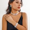 3Pcs/Set Multilayer Imitation Zircon Chain Necklace Bracelet for Women Wedding Bridal Goth Stud Earrings Zircon Set Accessories