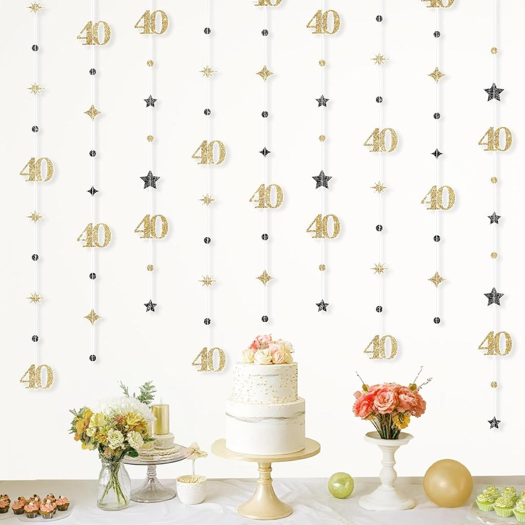 KatchOn, Rose Gold 30th Birthday Decorations - 9 String Hanging Garland, 6 Feet | No DIY 30 Years Party Hanging Streamer | Dirty 30 Birthday