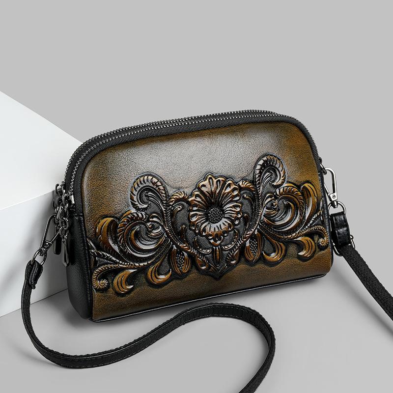 Middle Aged and Elderly Mothers' Small Bags, Women's Casual and Versatile Western Style, Chinese Ethnic Style Single Shoulder Diagonal Cross Bag