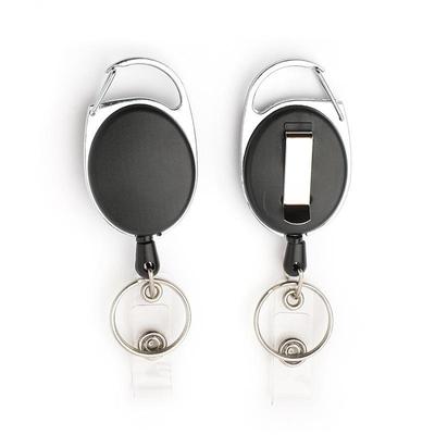 Oval Zinc Alloy Retractable Keychain with Easy-Pull Telescopic Buckle