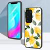 Fruit Lemon Phone Case For Samsung S26 S25 S24 FE S23 S22 S21 Plus S20 Ultra Note20Ultra Black Glass Cover