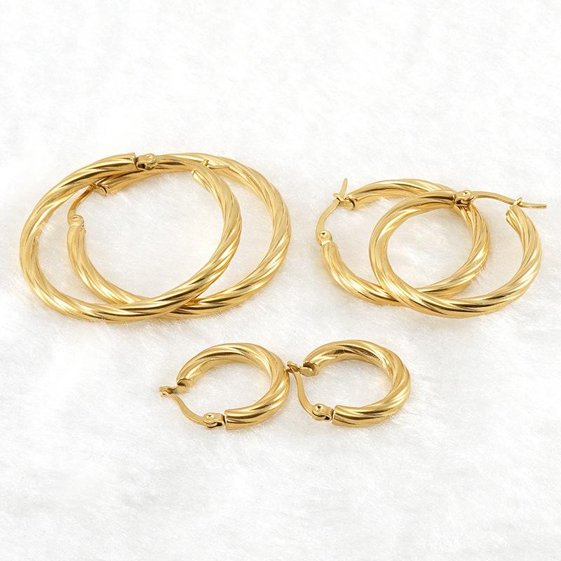 Round Wire Earrings, Twisted Wire, Ear Buckle, Real Gold Electroplating Process, Simple And Fashionable Wind Earrings