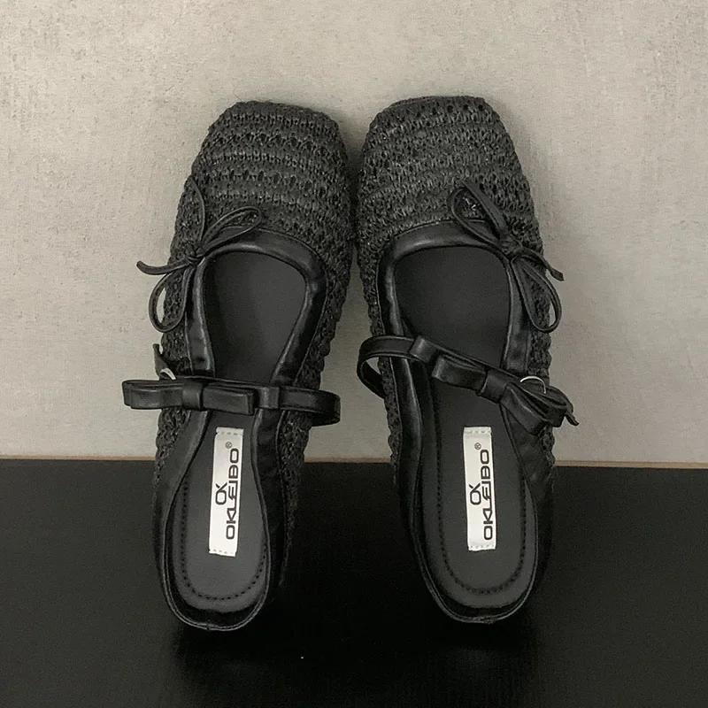 Mode Handgewebter Schmetterlingsknoten Marken Flache Slipper Damenmode Flache Mary Jane Schuhe Bequem Lässig Retro Designer Schuhe