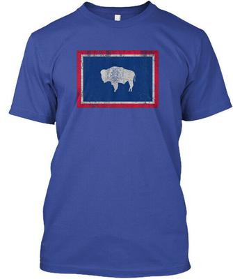 Vintage State Flag Of Wyoming T-Shirt Made In the USA Size S To 5XL Unisex T-Shirt