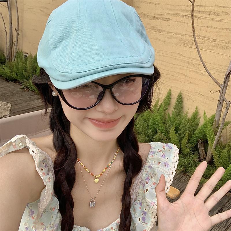 Fashionable Womens Lake Blue Denim Duckbill Cap In Adorable Design Great For Spring And Summer