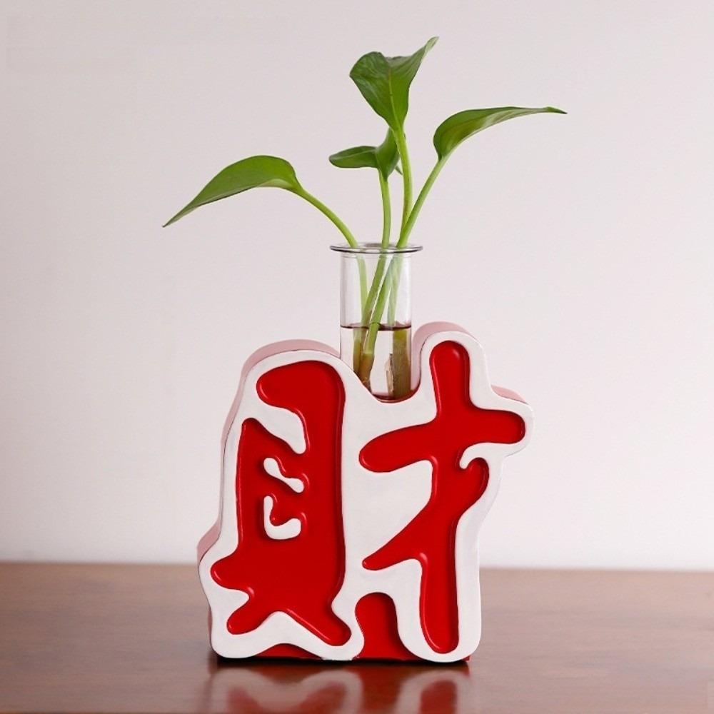Chinese Characters Fa Cai Ornament Organic Resin Aromatherapy Ornament Office Red Cai