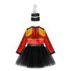Kids Honor Guard Costume Long Sleeve Tassel Shoulder Zipper Tutu Leotard Feather Hat Ceremonial Dress Up Outfit