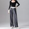 Demana Women's Spring Elastic Waist Color Block Barrel-Leg Pants